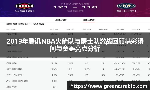 2019年腾讯NBA火箭队与爵士队激战回顾精彩瞬间与赛季亮点分析